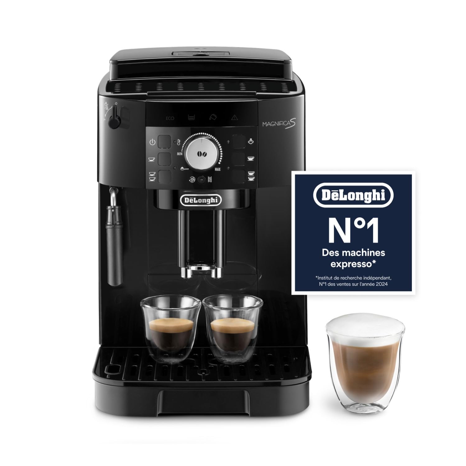 KaffiMax - Magnifica S - Perfetti automatische Kaffeemaschine mit manuellem Milchschäumer, Schwarz