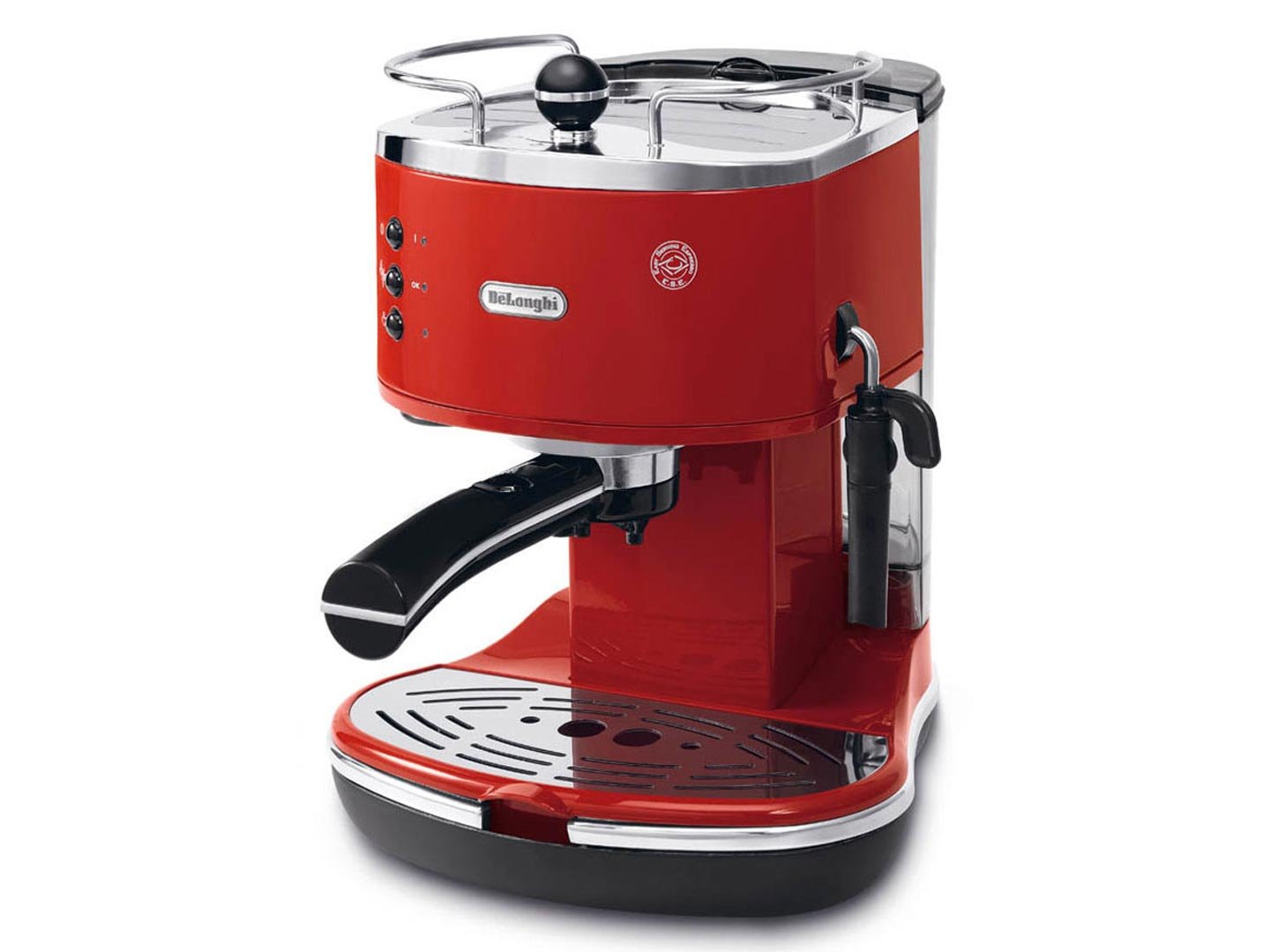 KaffiMax - Icona Manuelli Espresso-Maschine, für Kaffeepulver oder Kapsle, Rot