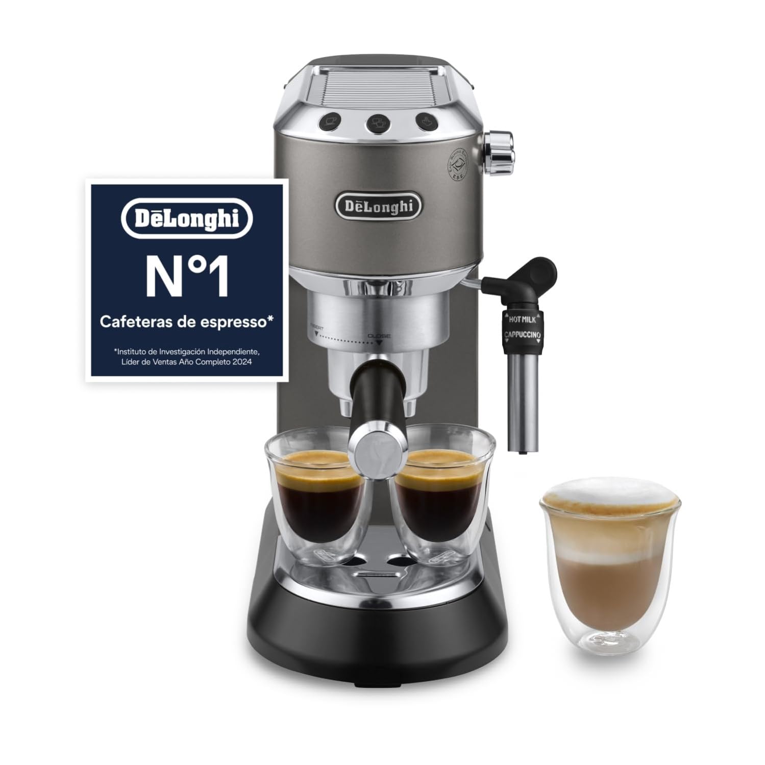 KaffiMax - Dedica Style-Perfetto kompakti Espresso-Maschine, Titan